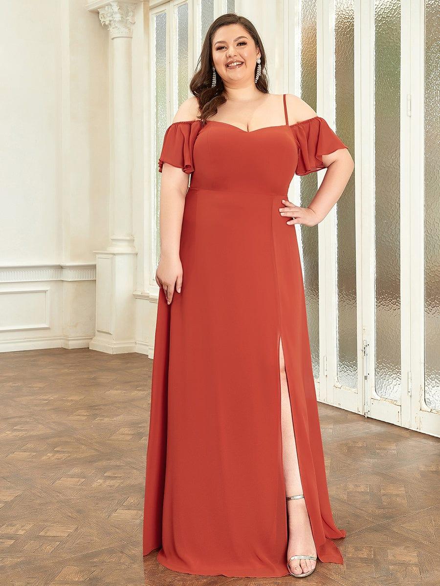 ever REYA|Stylish Cold-Shoulder Split Floor Length Wedding Guest Dress - Image 6