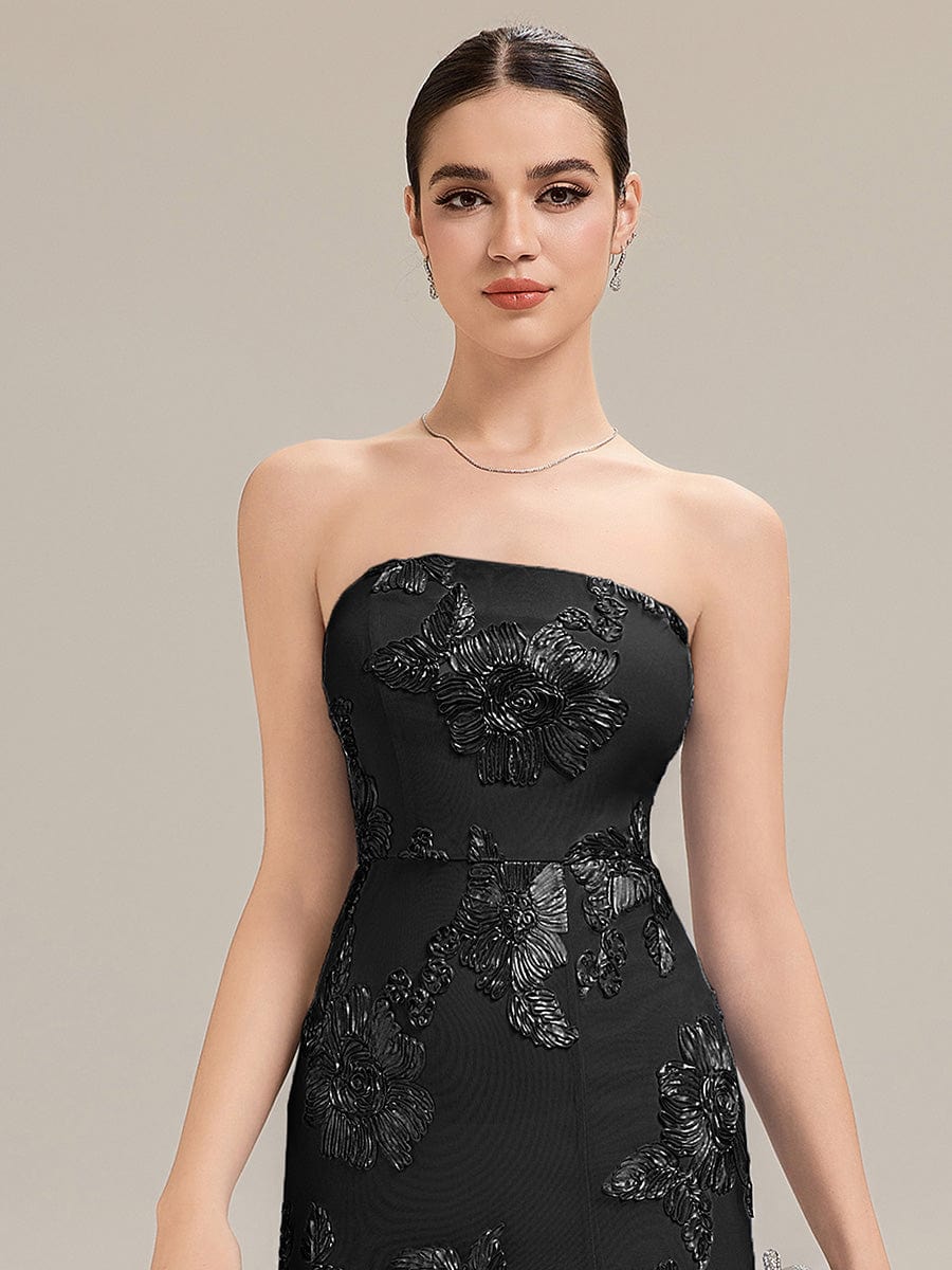 Designer Bardot Floral Applique Evening Dress - Image 20