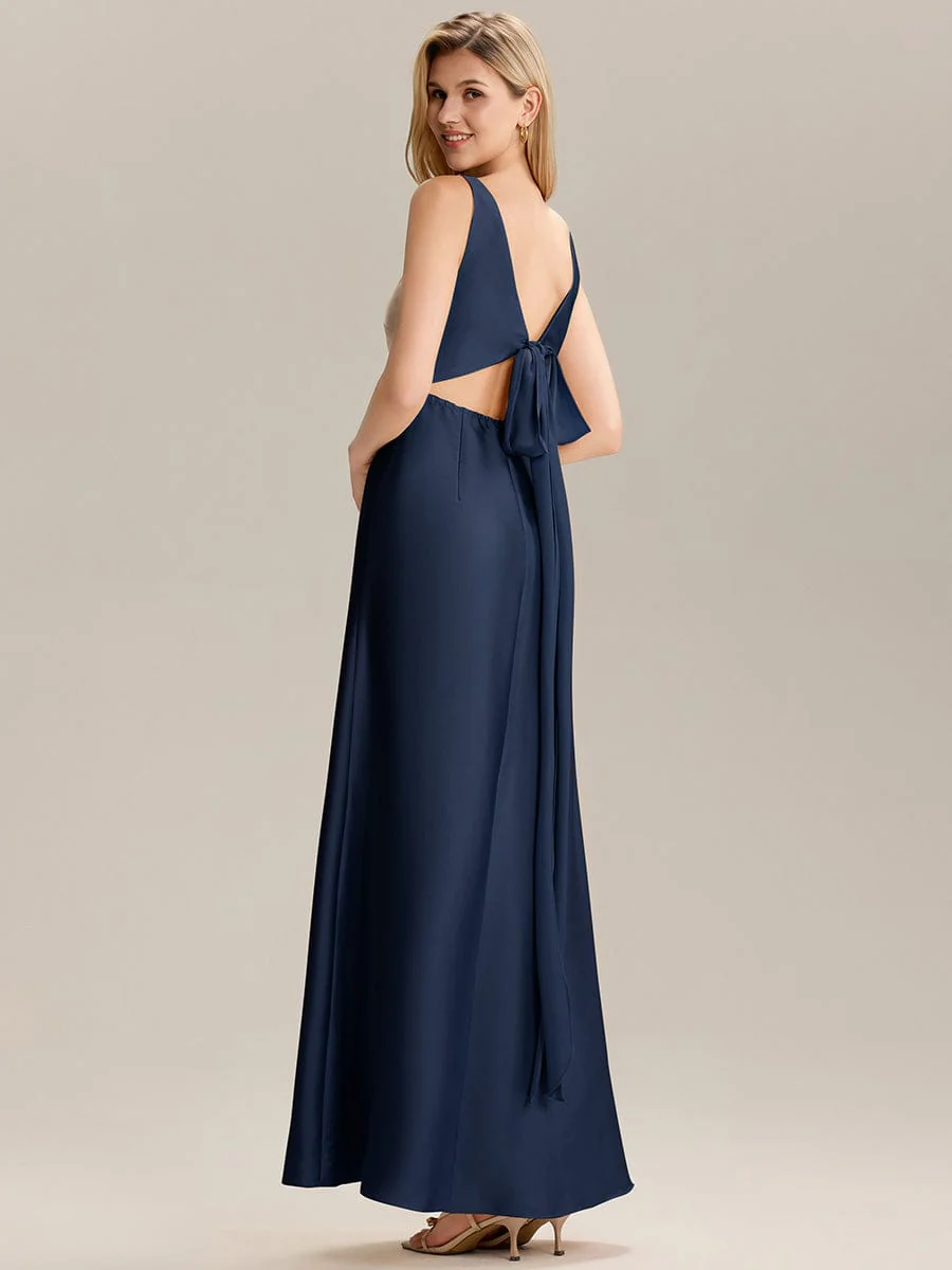 ever LINNEA|Tie-Back Satin Sleeveless Bridesmaid Dress - Image 11