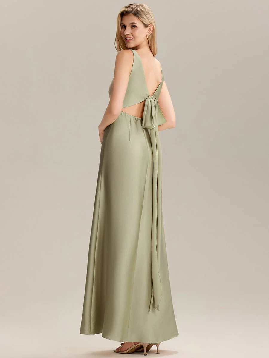 ever LINNEA|Tie-Back Satin Sleeveless Bridesmaid Dress - Image 15