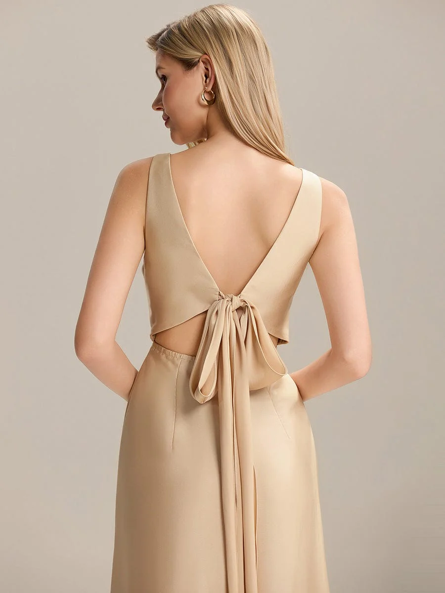 ever LINNEA|Tie-Back Satin Sleeveless Bridesmaid Dress - Image 3