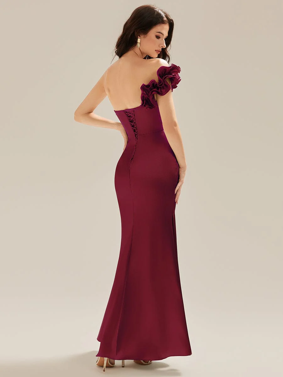 ever LORELI|Bardot Bodycon Satin Maxi Bridesmaid Dress - Image 10