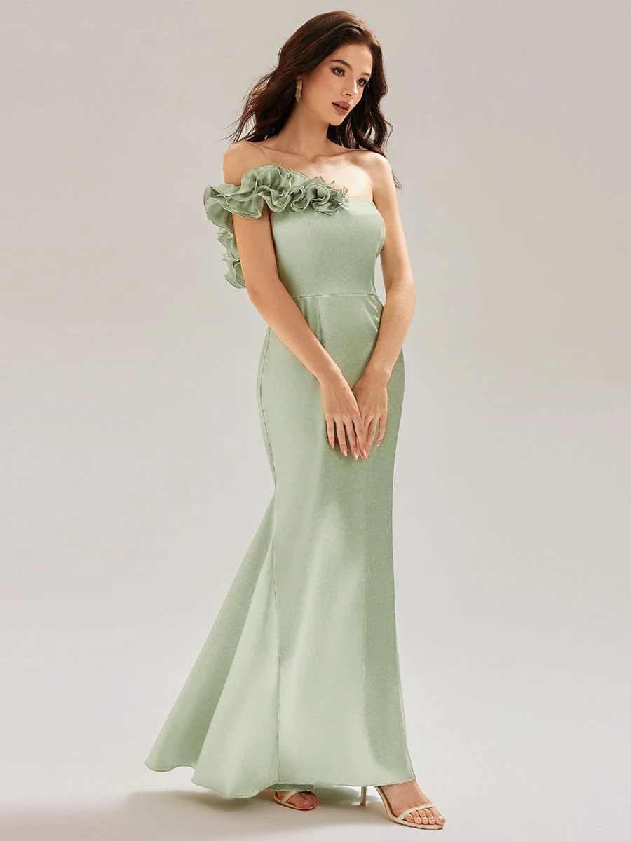 ever LORELI|Bardot Bodycon Satin Maxi Bridesmaid Dress - Image 4