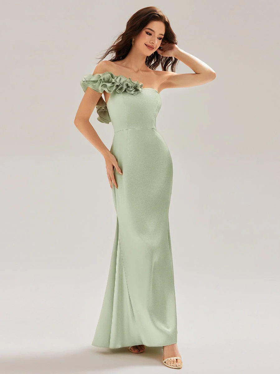 ever LORELI|Bardot Bodycon Satin Maxi Bridesmaid Dress - Image 5