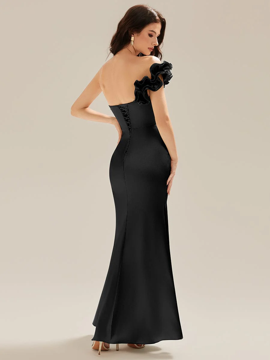 ever LORELI|Bardot Bodycon Satin Maxi Bridesmaid Dress - Image 7