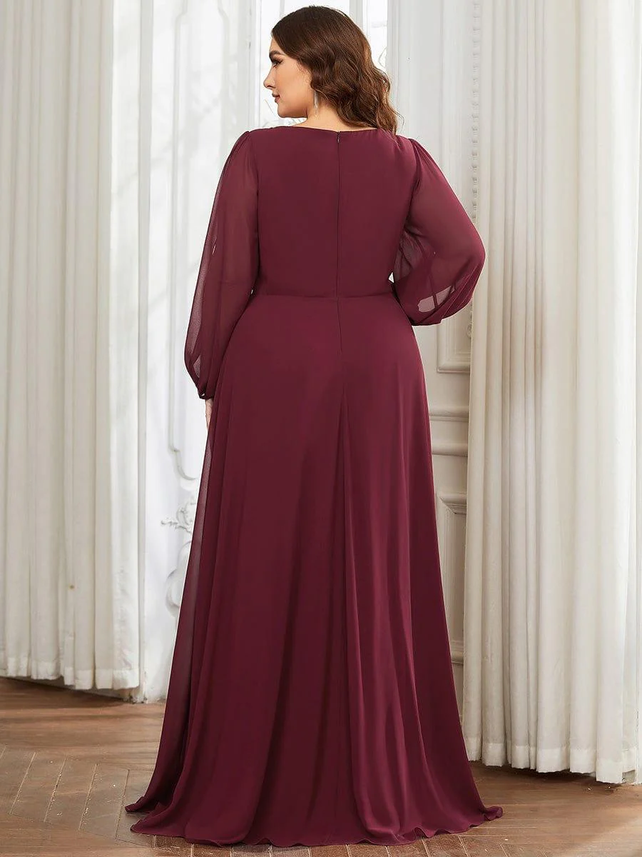 pretty AMOUR | Plus Size Chiffon Evening Dress with Lantern Sleeves - Image 52