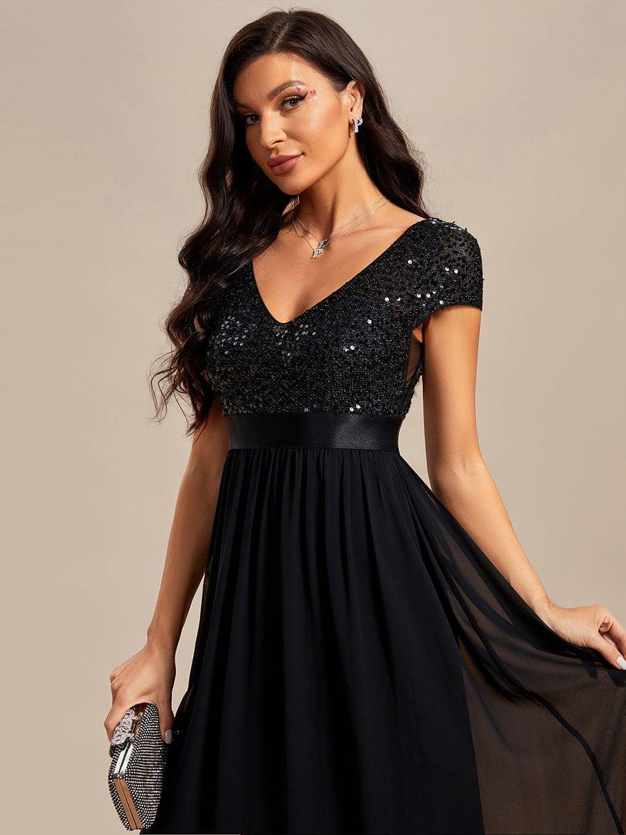 ever MIRAGE|V-Neck Cap Sleeve Sequin & Chiffon Empire Waist Evening Dress - Image 25