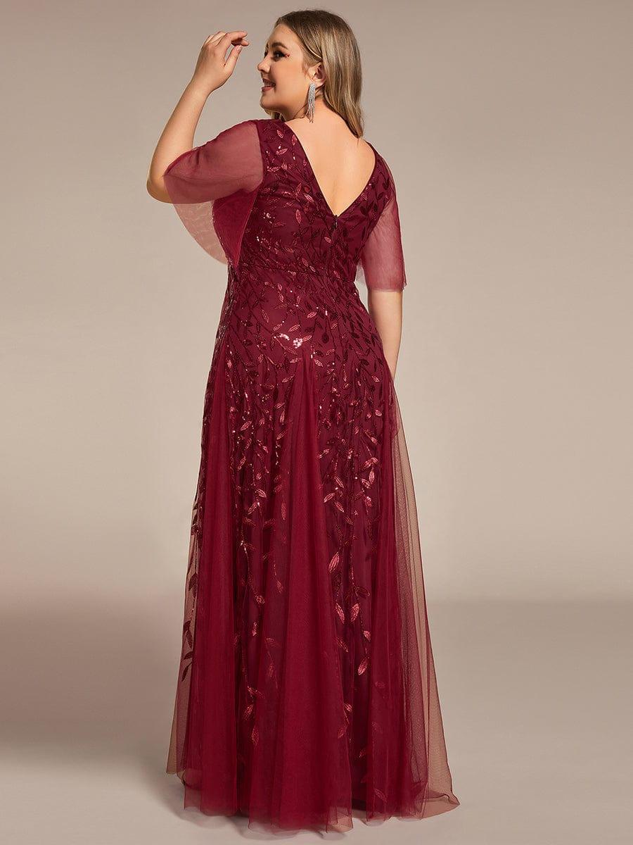 ever ASTRAL|Romantic Shimmery V Neck Ruffle Sleeves Maxi Long Evening Gowns - Image 51