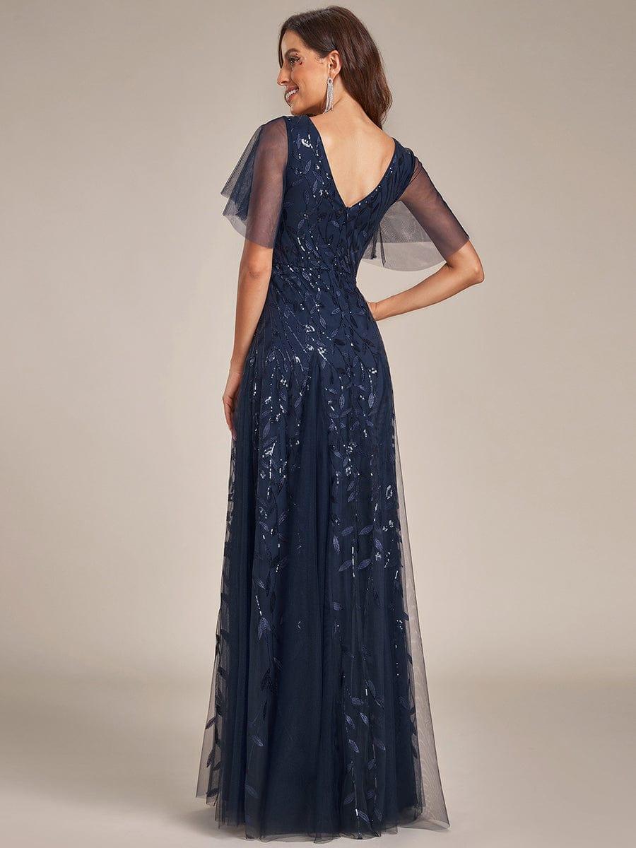 ever ASTRAL|Romantic Shimmery V Neck Ruffle Sleeves Maxi Long Evening Gowns - Image 55