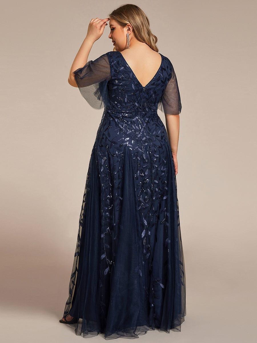 ever ASTRAL|Romantic Shimmery V Neck Ruffle Sleeves Maxi Long Evening Gowns - Image 61