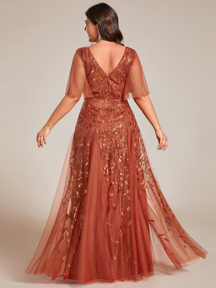 ever ASTRAL|Romantic Shimmery V Neck Ruffle Sleeves Maxi Long Evening Gowns - Image 81
