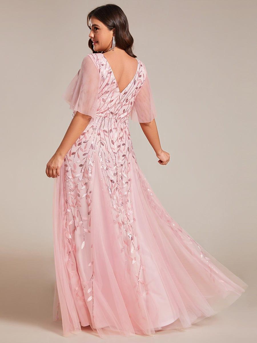 ever ASTRAL|Romantic Shimmery V Neck Ruffle Sleeves Maxi Long Evening Gowns - Image 89