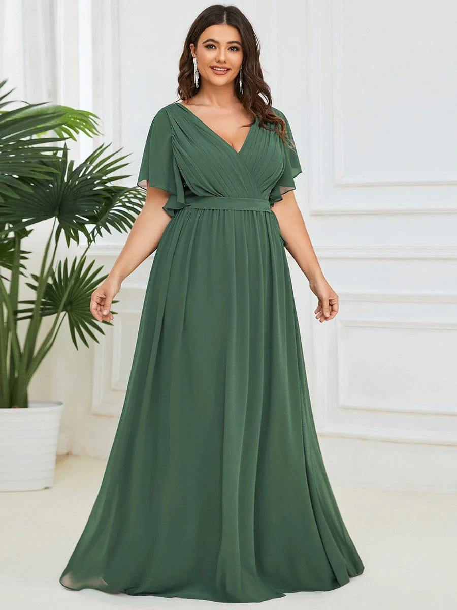 ever LEORA|V-Neck Flutter Sleeve Floor-Length A-Line Chiffon Evening Dress - Image 121
