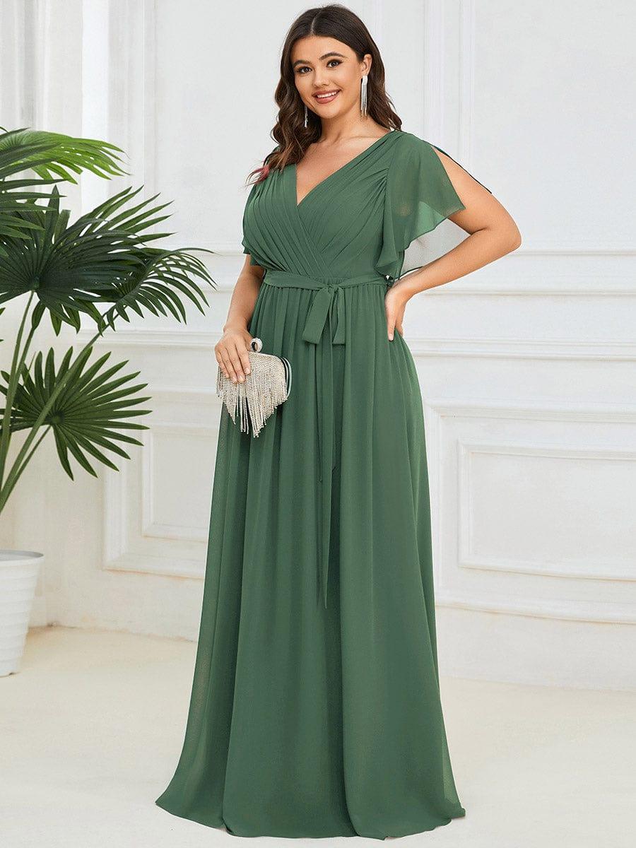 ever LEORA|V-Neck Flutter Sleeve Floor-Length A-Line Chiffon Evening Dress - Image 124
