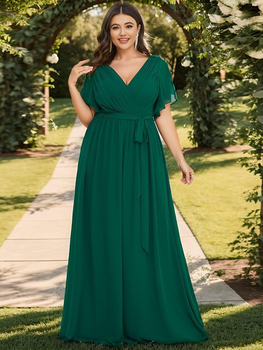 ever LEORA|V-Neck Flutter Sleeve Floor-Length A-Line Chiffon Evening Dress - Image 40