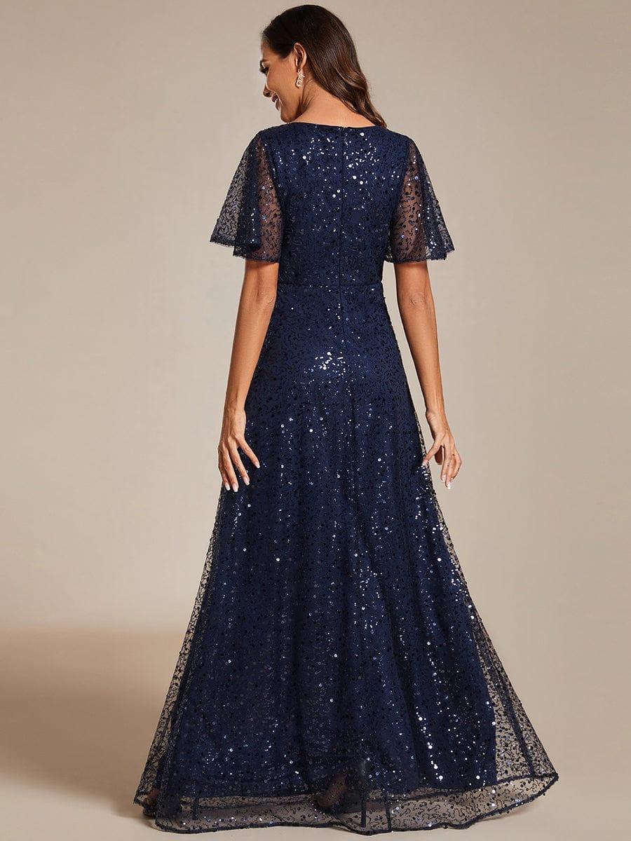 ever ARIA|V-Neck Sequined A-Line Evening Dresses with Ruffles Sleeves - Image 10