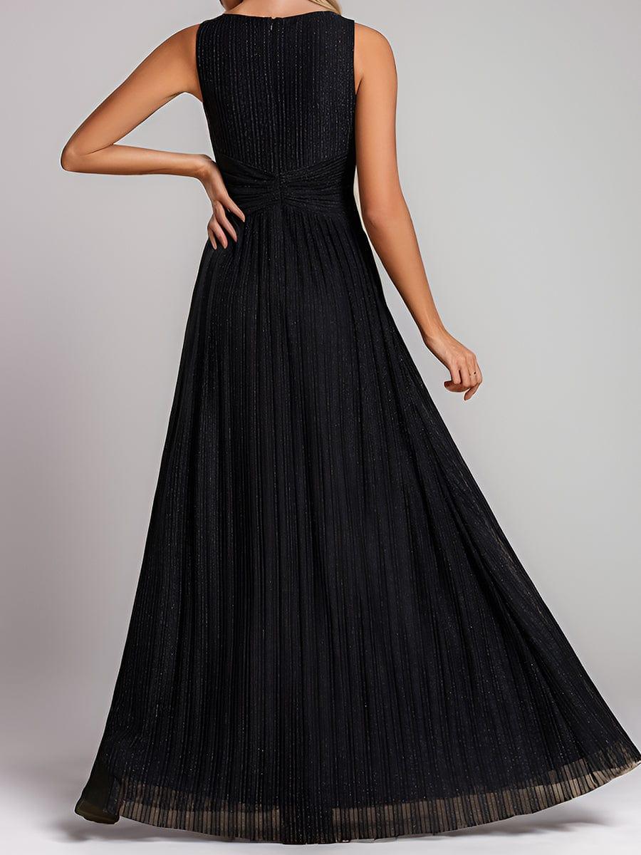 V-Neck Sleeveless A-Line Evening Dress with Subtle Glitter - Image 10