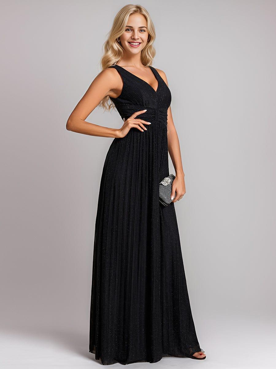 V-Neck Sleeveless A-Line Evening Dress with Subtle Glitter - Image 12