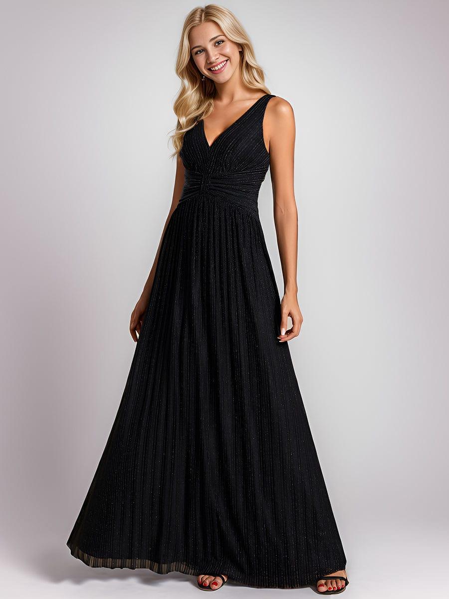 V-Neck Sleeveless A-Line Evening Dress with Subtle Glitter - Image 13