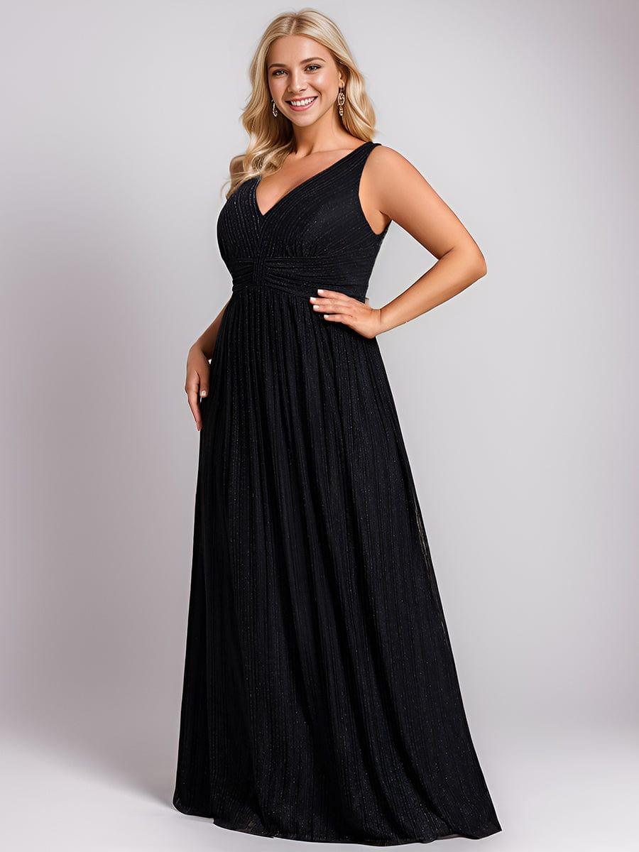V-Neck Sleeveless A-Line Evening Dress with Subtle Glitter - Image 14