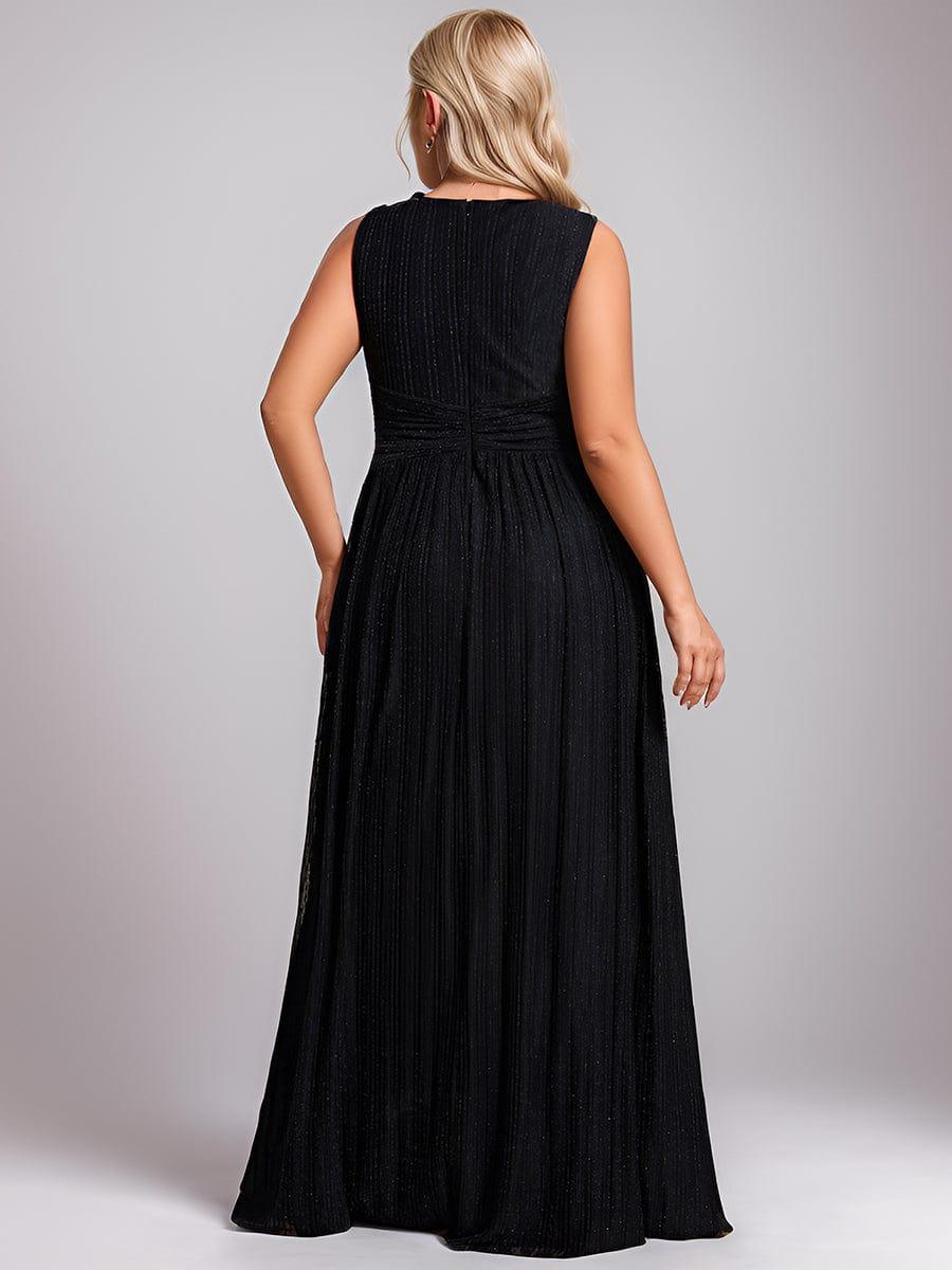 V-Neck Sleeveless A-Line Evening Dress with Subtle Glitter - Image 15