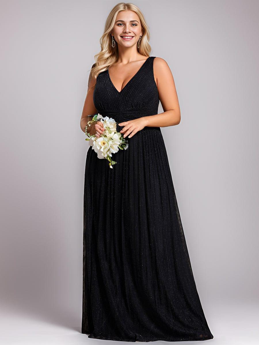 V-Neck Sleeveless A-Line Evening Dress with Subtle Glitter - Image 16