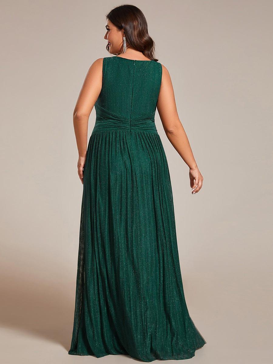 V-Neck Sleeveless A-Line Evening Dress with Subtle Glitter - Image 23