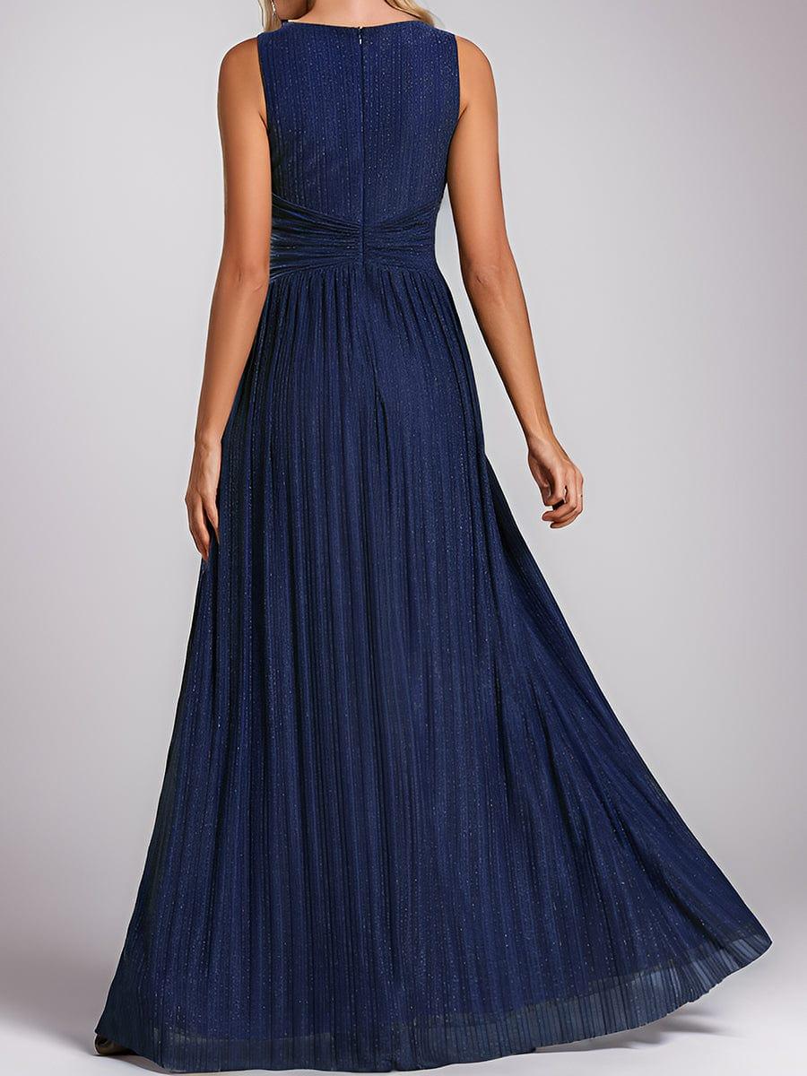 V-Neck Sleeveless A-Line Evening Dress with Subtle Glitter - Image 26