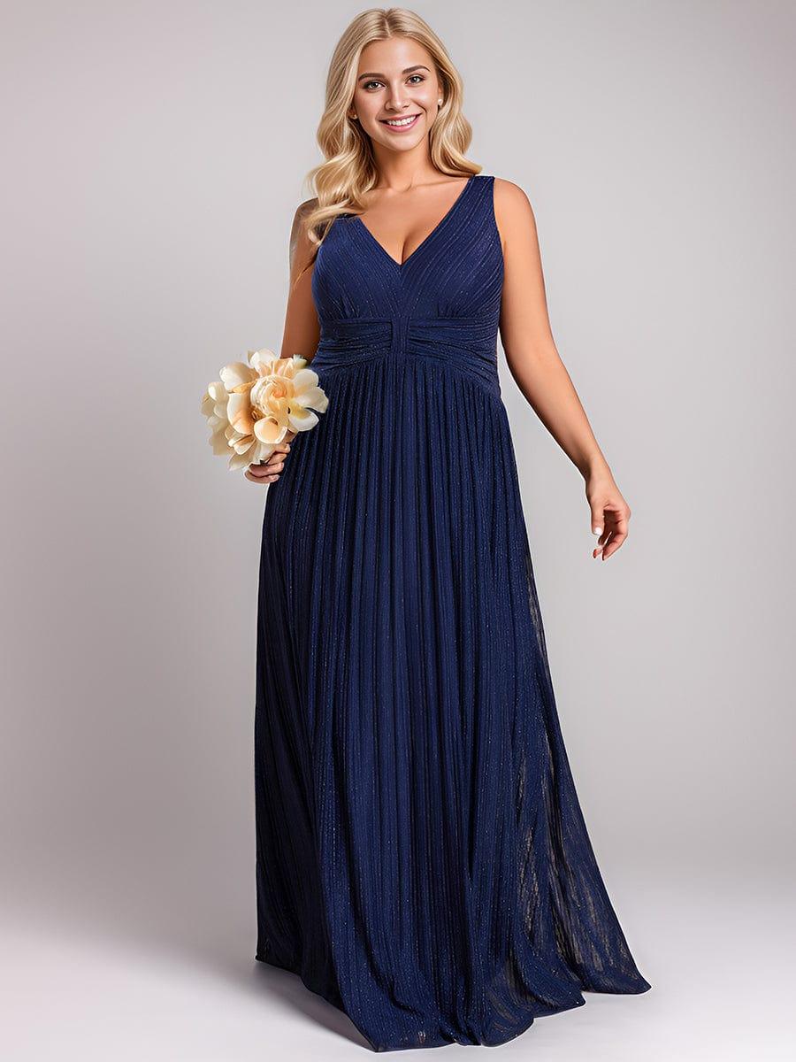V-Neck Sleeveless A-Line Evening Dress with Subtle Glitter - Image 30