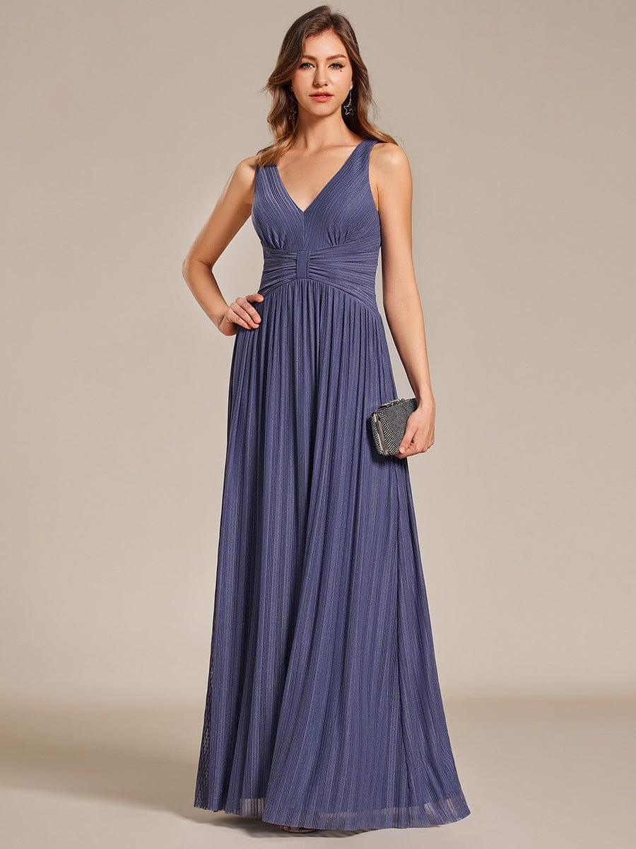 V-Neck Sleeveless A-Line Evening Dress with Subtle Glitter - Image 33