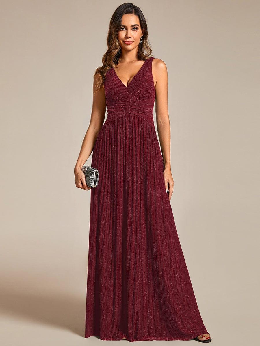 V-Neck Sleeveless A-Line Evening Dress with Subtle Glitter - Image 4
