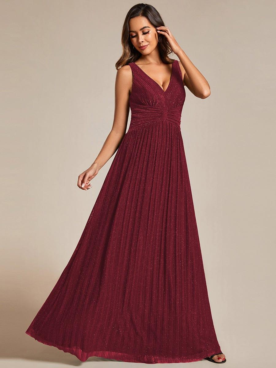 V-Neck Sleeveless A-Line Evening Dress with Subtle Glitter - Image 5