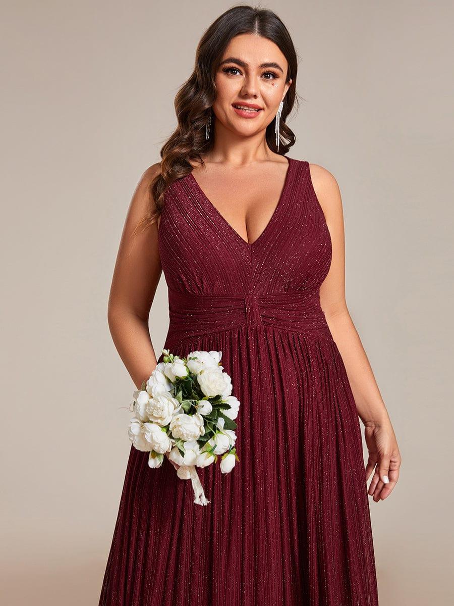 V-Neck Sleeveless A-Line Evening Dress with Subtle Glitter - Image 8