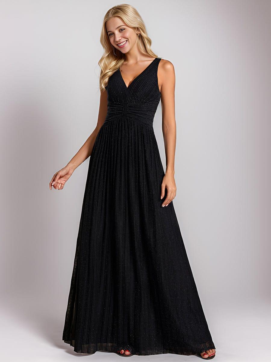 V-Neck Sleeveless A-Line Evening Dress with Subtle Glitter - Image 9