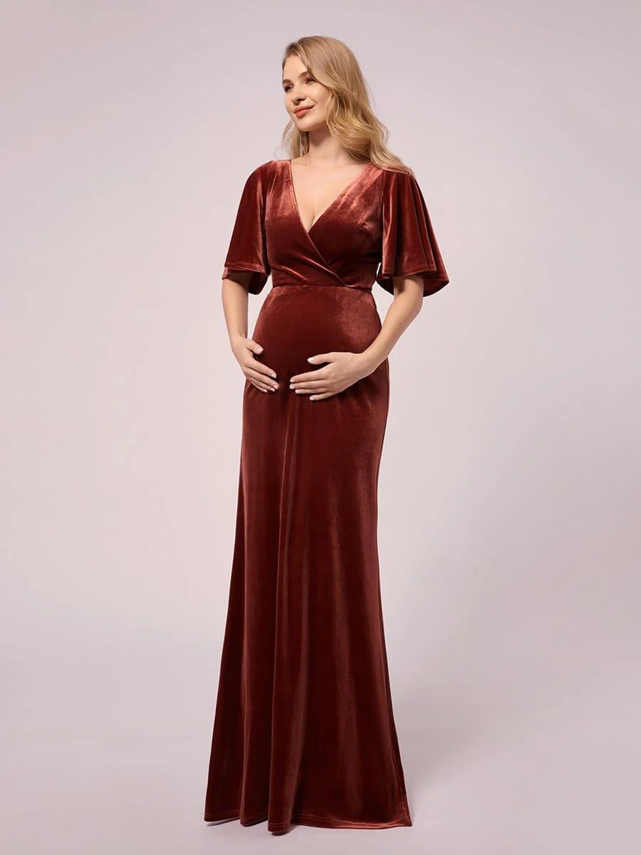 ever REINE|Women Elegant Double V Neck Maternity Dresses - Image 4