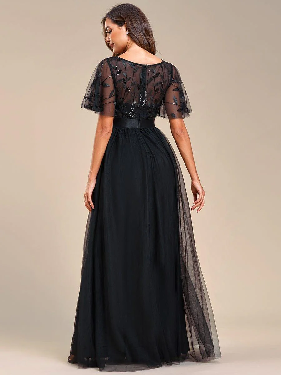 ever SAPHIR|Women's A-Line Short Sleeve Embroidery Floor Length Wedding Guest Dresses - Image 109