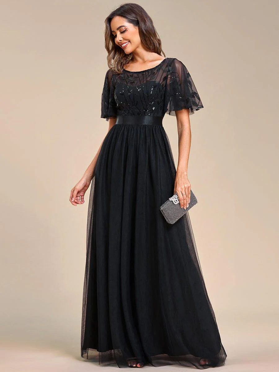 ever SAPHIR|Women's A-Line Short Sleeve Embroidery Floor Length Wedding Guest Dresses - Image 111