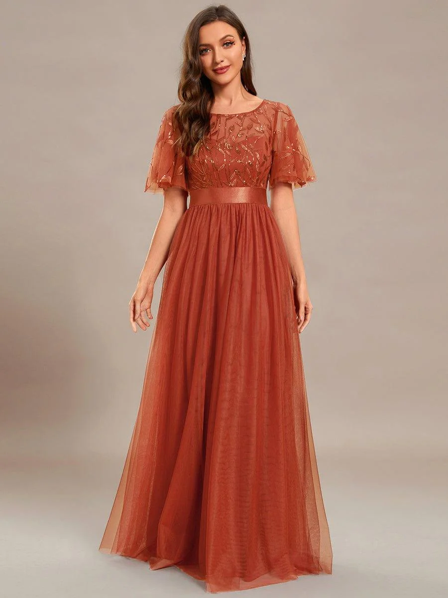 ever SAPHIR|Women's A-Line Short Sleeve Embroidery Floor Length Wedding Guest Dresses - Image 115