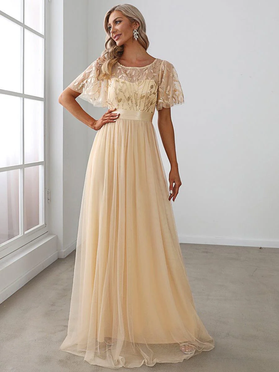 ever SAPHIR|Women's A-Line Short Sleeve Embroidery Floor Length Wedding Guest Dresses - Image 12