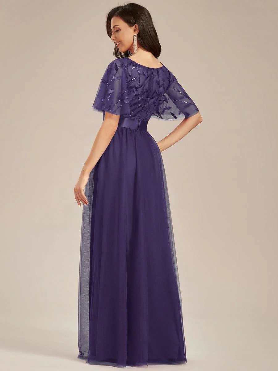 ever SAPHIR|Women's A-Line Short Sleeve Embroidery Floor Length Wedding Guest Dresses - Image 144
