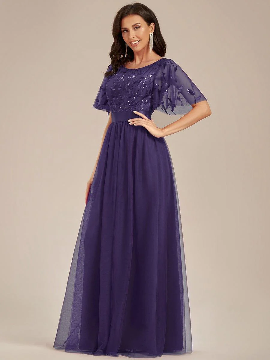 ever SAPHIR|Women's A-Line Short Sleeve Embroidery Floor Length Wedding Guest Dresses - Image 145