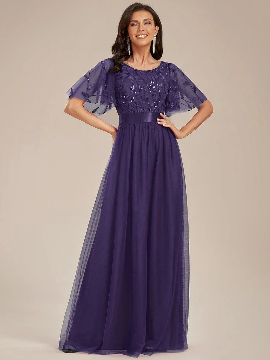 ever SAPHIR|Women's A-Line Short Sleeve Embroidery Floor Length Wedding Guest Dresses - Image 146