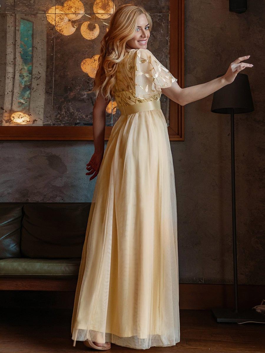 ever SAPHIR|Women's A-Line Short Sleeve Embroidery Floor Length Wedding Guest Dresses - Image 15