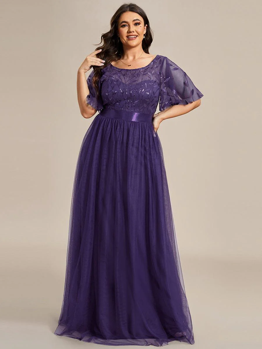ever SAPHIR|Women's A-Line Short Sleeve Embroidery Floor Length Wedding Guest Dresses - Image 151