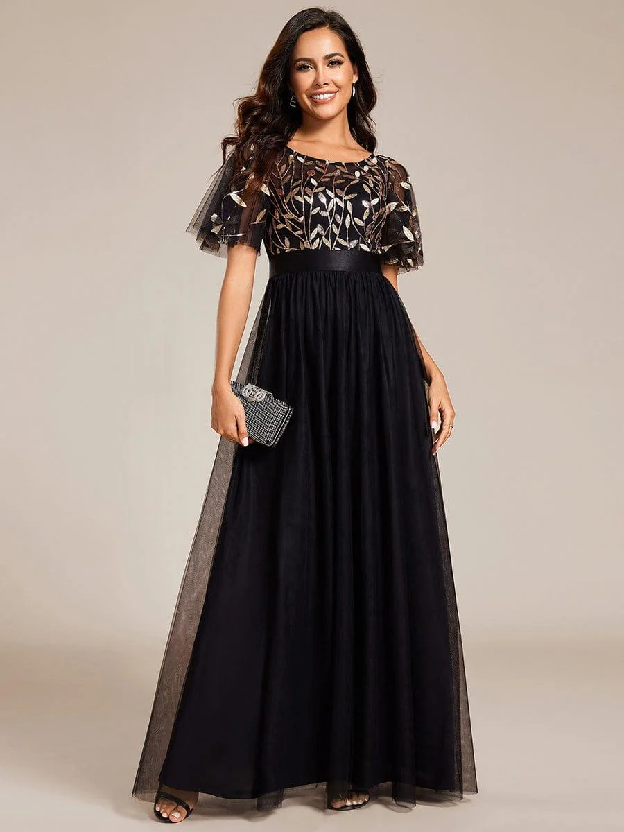 ever SAPHIR|Women's A-Line Short Sleeve Embroidery Floor Length Wedding Guest Dresses - Image 159