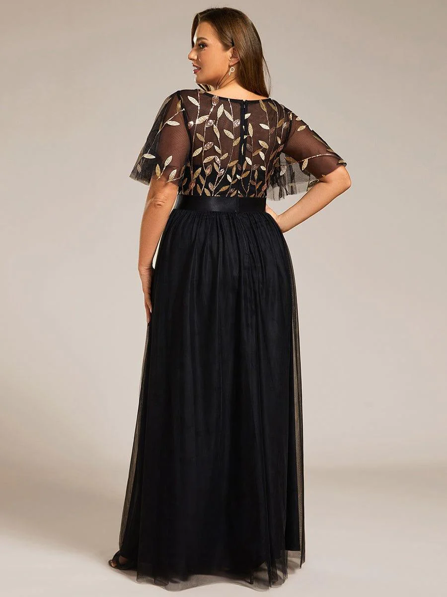 ever SAPHIR|Women's A-Line Short Sleeve Embroidery Floor Length Wedding Guest Dresses - Image 162