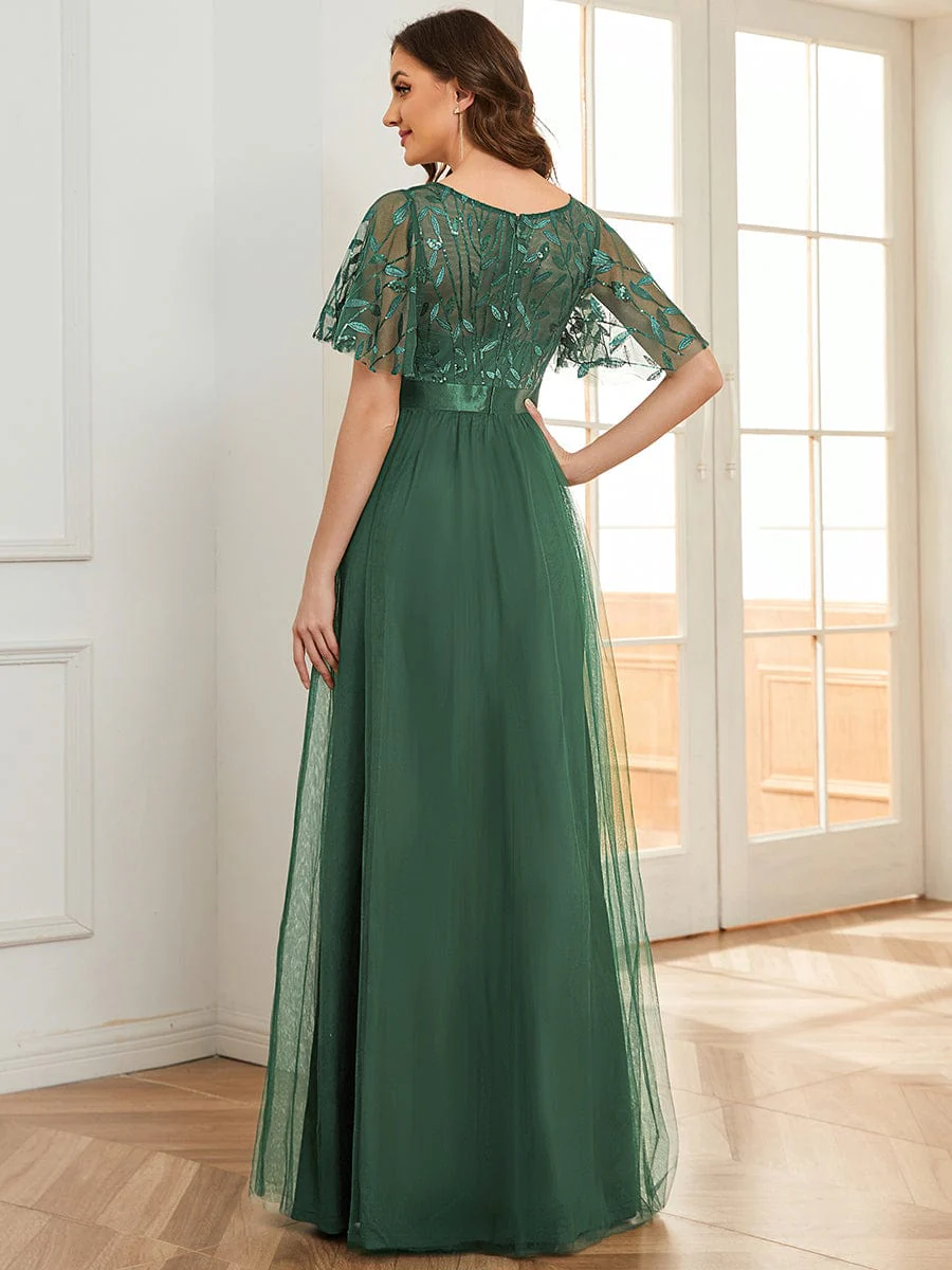ever SAPHIR|Women's A-Line Short Sleeve Embroidery Floor Length Wedding Guest Dresses - Image 165