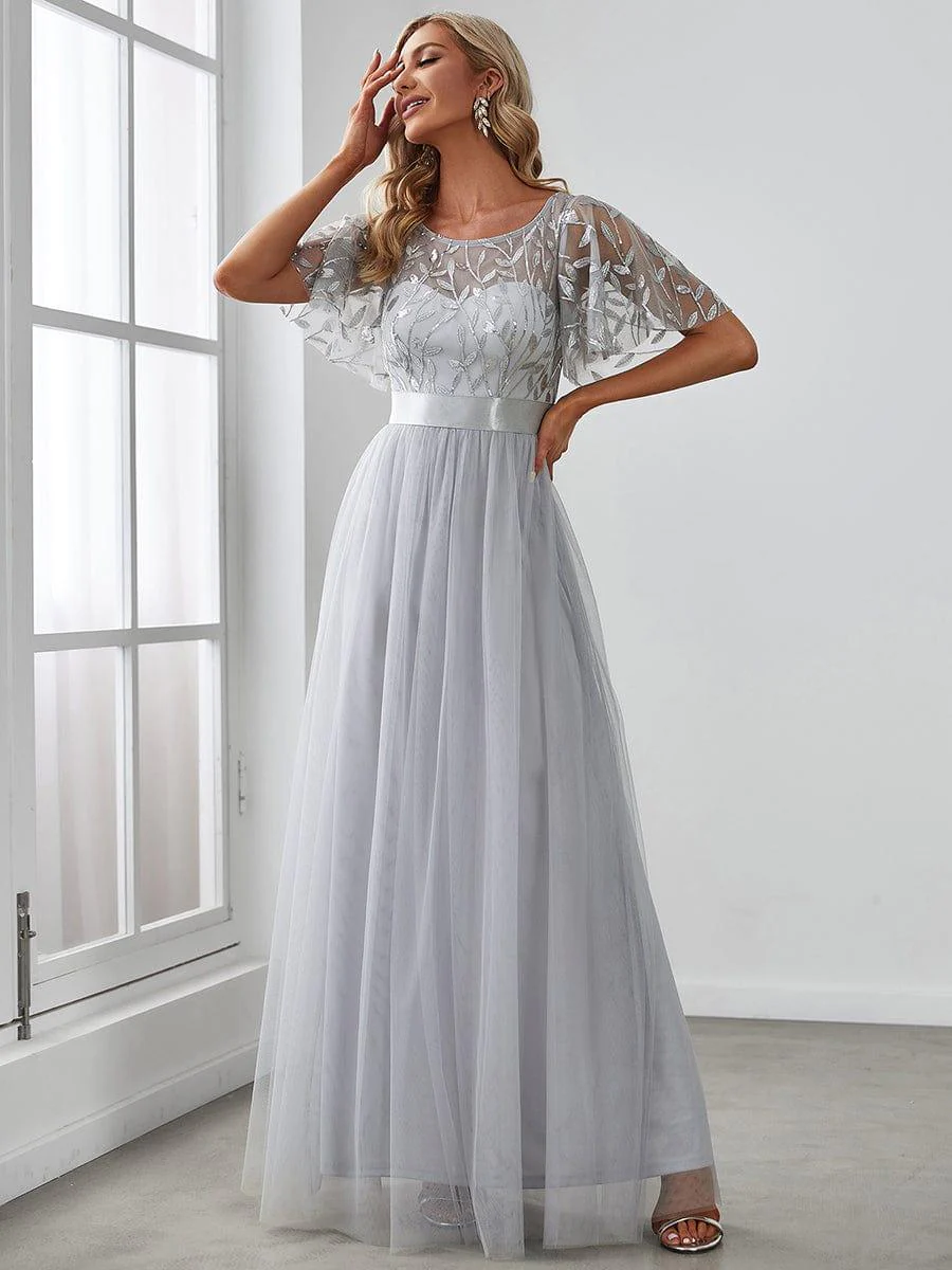 ever SAPHIR|Women's A-Line Short Sleeve Embroidery Floor Length Wedding Guest Dresses - Image 25