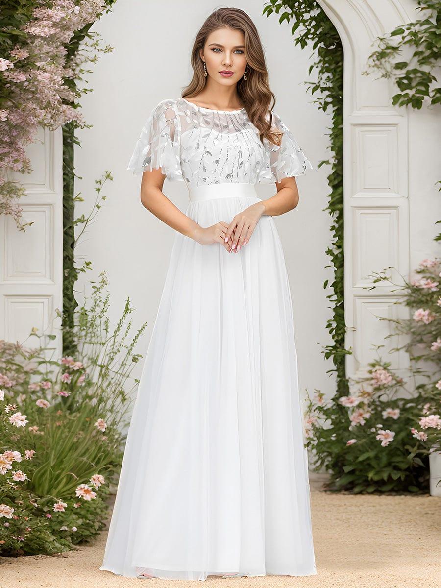 ever SAPHIR|Women's A-Line Short Sleeve Embroidery Floor Length Wedding Guest Dresses - Image 3