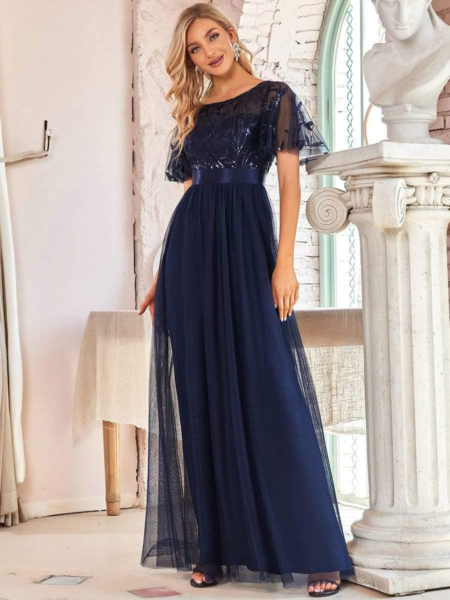 ever SAPHIR|Women's A-Line Short Sleeve Embroidery Floor Length Wedding Guest Dresses - Image 36